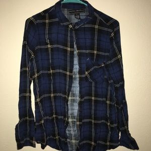 Blue plaid button down shirt